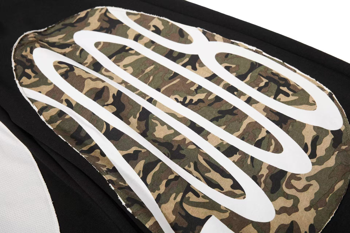 Streetwear Camo Patchwork Letter Number Graphic Baggy Wide-Leg Sweatpants - OMYGOODS