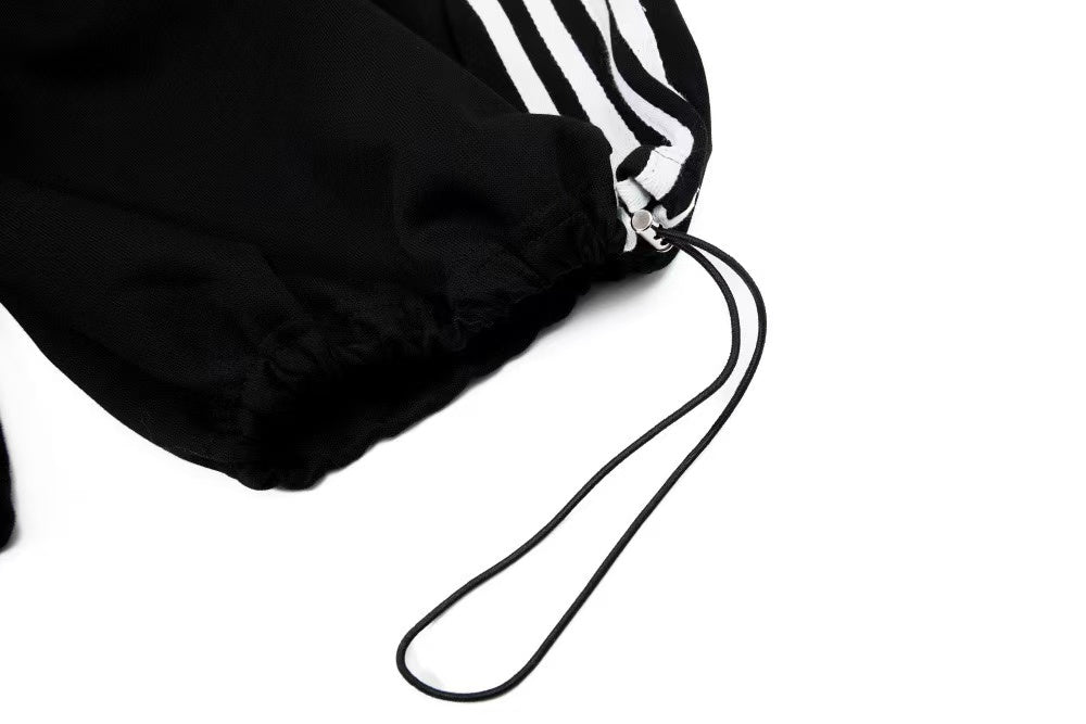 Cursive Script Side Stripe Wide-Leg Sweatpants - OMYGOODS