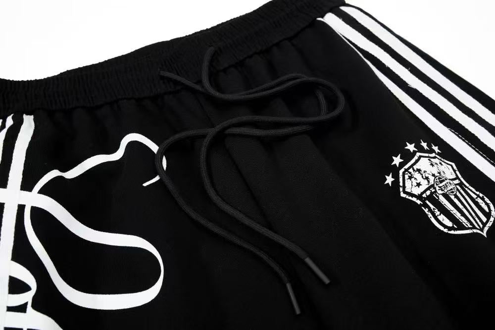 Cursive Script Side Stripe Wide-Leg Sweatpants - OMYGOODS