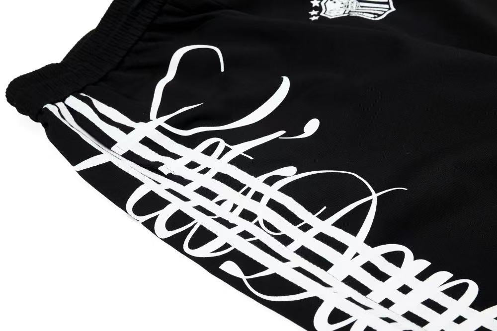 Cursive Script Side Stripe Wide-Leg Sweatpants - OMYGOODS