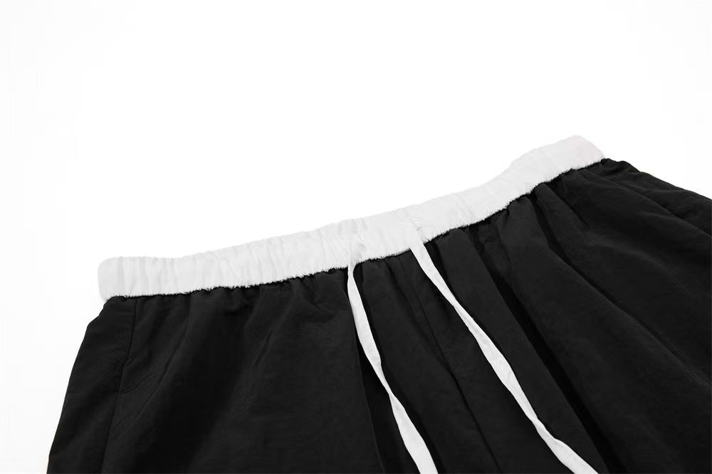 Nylon Cursive Star Print Wide-Leg Sweatpants - OMYGOODS