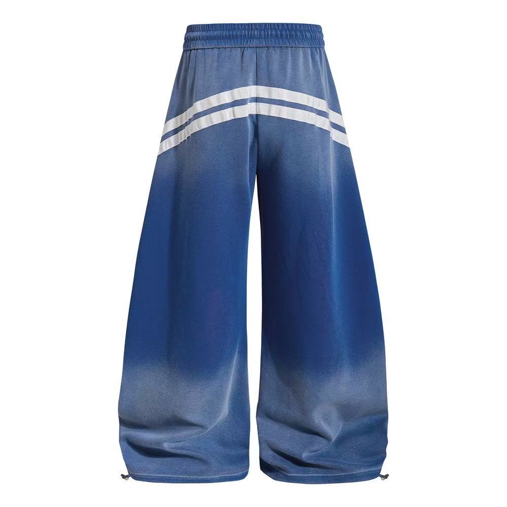 Vintage Faded Soccer Badge Print Wide-Leg Baggy Sweatpants - OMYGOODS