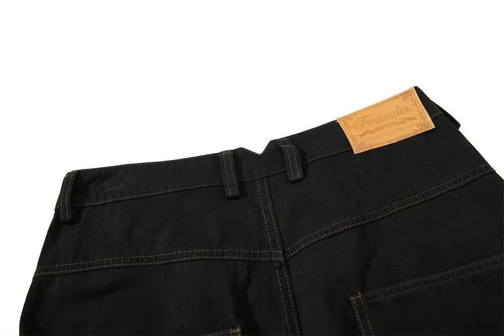 Vintage Washed Rope Lace-Up Button Wide-Leg Cargo Pants - OMYGOODS
