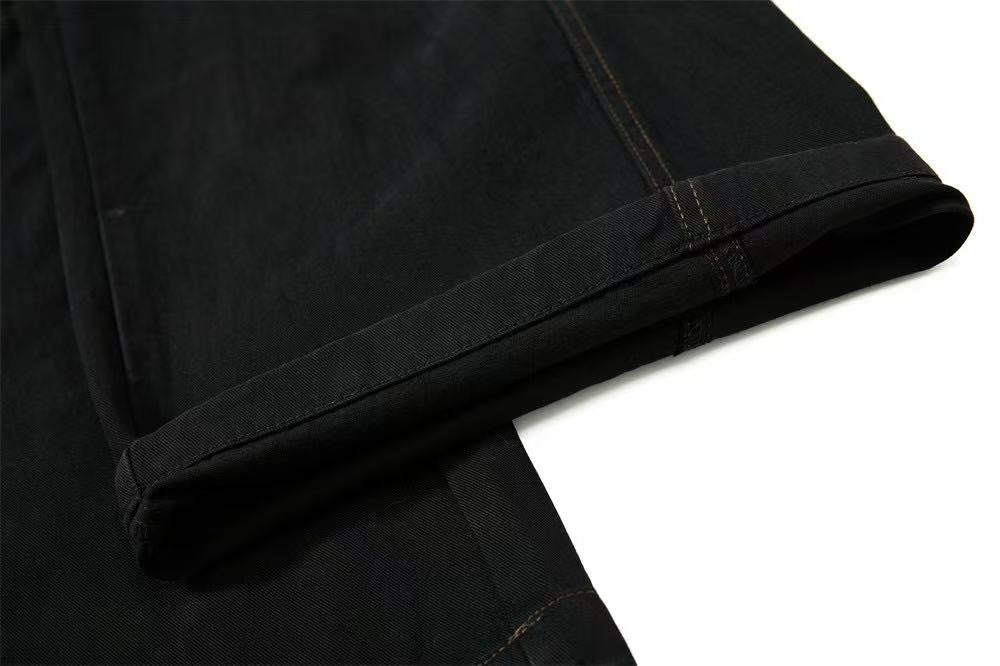 Vintage Washed Rope Lace-Up Button Wide-Leg Cargo Pants - OMYGOODS