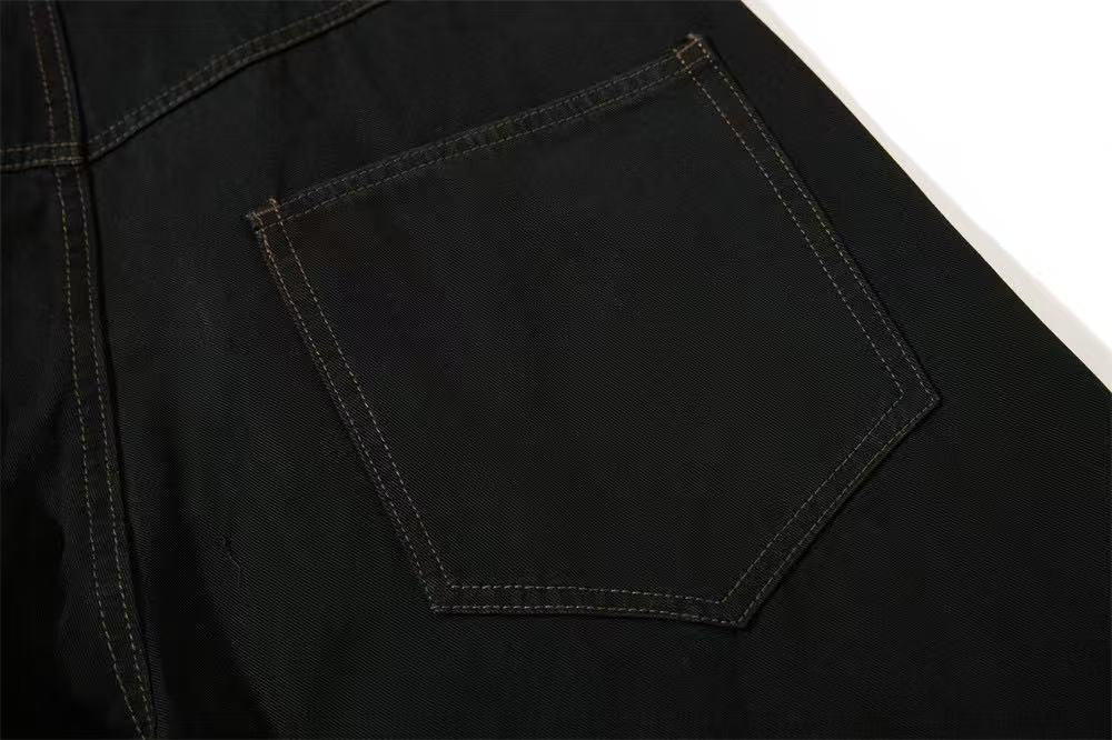 Vintage Washed Rope Lace-Up Button Wide-Leg Cargo Pants - OMYGOODS