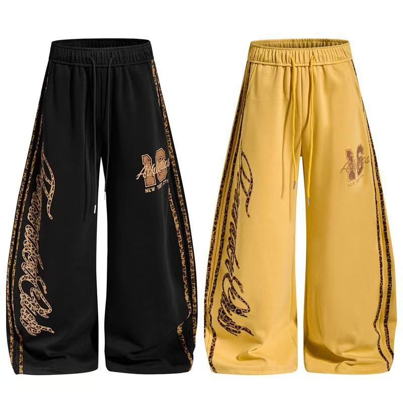 Two-Tone Leopard Stripe Side Graphic Baggy Wide-Leg Sweatpants - OMYGOODS