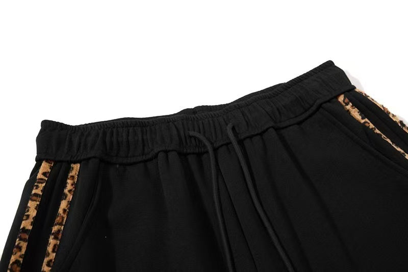 Two-Tone Leopard Stripe Side Graphic Baggy Wide-Leg Sweatpants - OMYGOODS