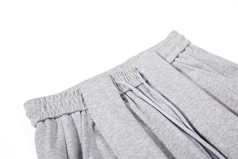 Side Heart & Cursive Text Print Wide-Leg Sweatpants - OMYGOODS