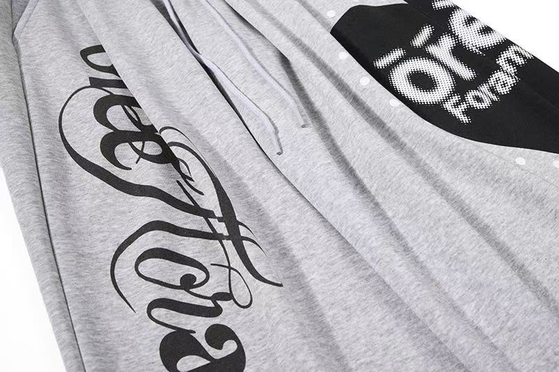 Side Heart & Cursive Text Print Wide-Leg Sweatpants - OMYGOODS