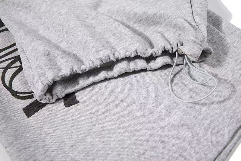Side Heart & Cursive Text Print Wide-Leg Sweatpants - OMYGOODS