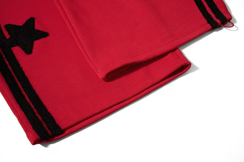 Chenille Star & Side Stripes Wide-Leg Sweatpants - OMYGOODS