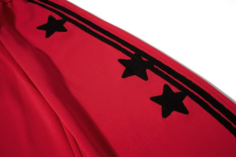 Chenille Star & Side Stripes Wide-Leg Sweatpants - OMYGOODS