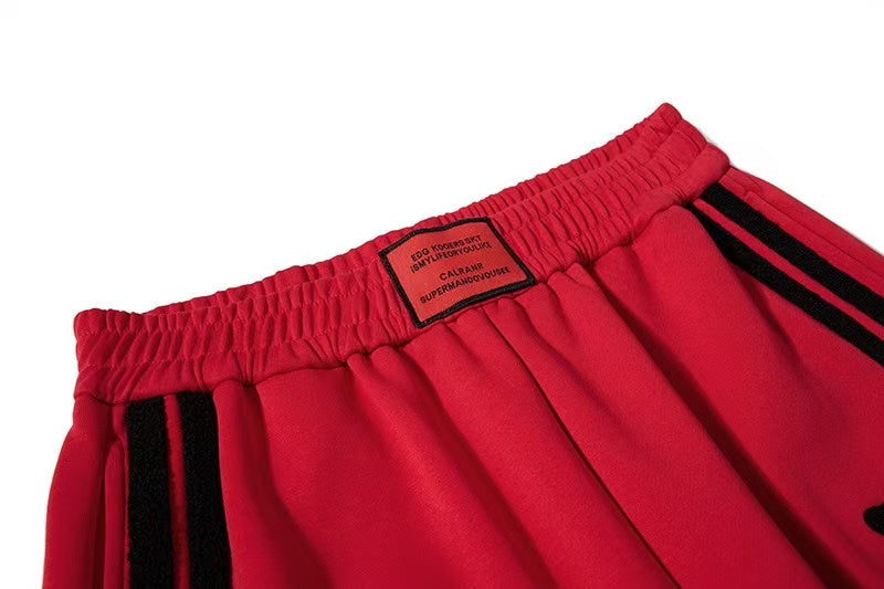 Chenille Star & Side Stripes Wide-Leg Sweatpants - OMYGOODS