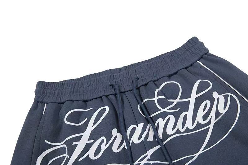 Cursive Text & Side Star Print Wide-Leg Sweatpants - OMYGOODS