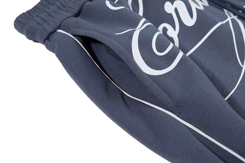 Cursive Text & Side Star Print Wide-Leg Sweatpants - OMYGOODS