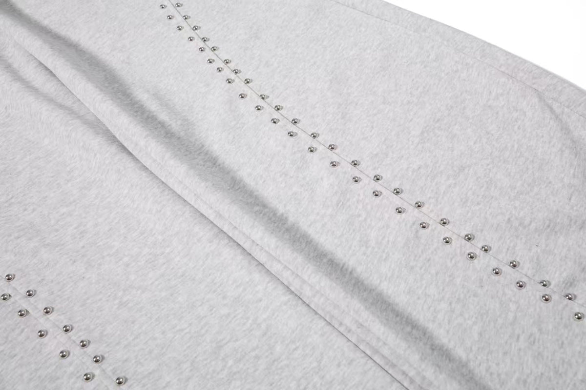 Rhinestone Studded Side Seam Arc Wide-Leg Sweatpants - OMYGOODS