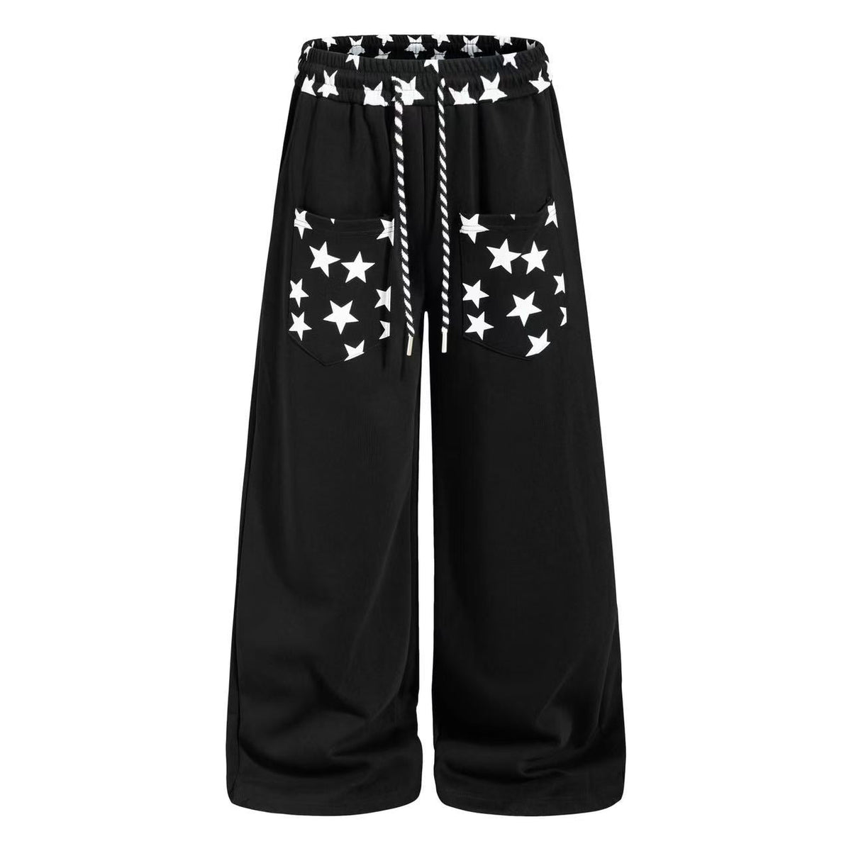 Star Print Pockets Wide-Leg Sweatpants - OMYGOODS