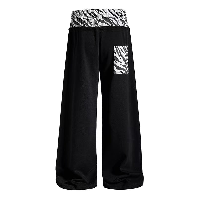 Zebra Patches & Star Print Wide-Leg Sweatpants - OMYGOODS