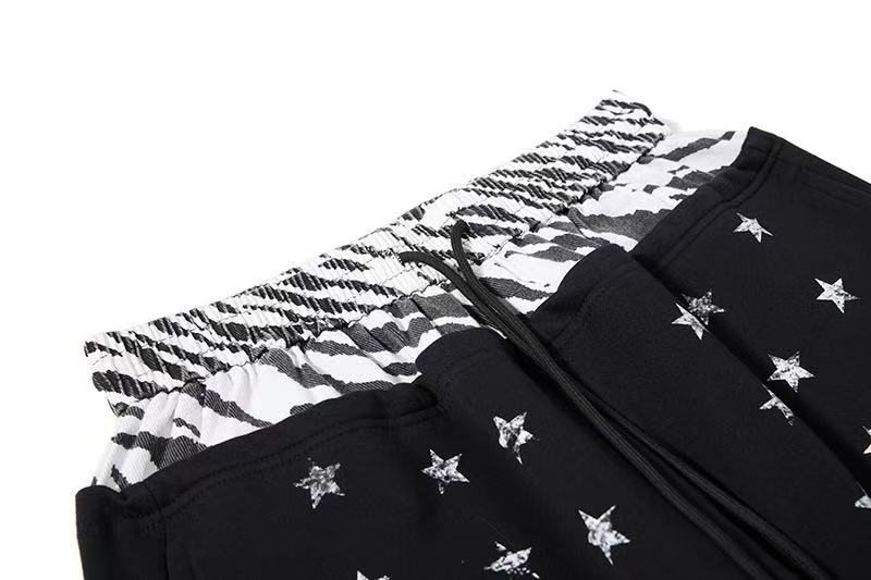 Zebra Patches & Star Print Wide-Leg Sweatpants - OMYGOODS