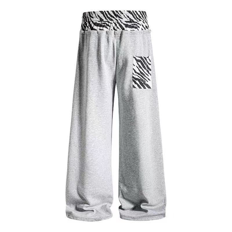 Zebra Patches & Star Print Wide-Leg Sweatpants - OMYGOODS