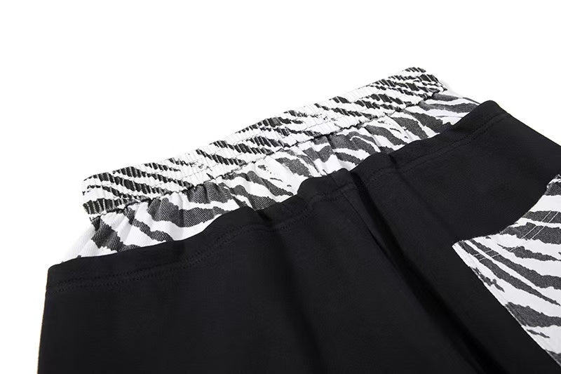 Zebra Patches & Star Print Wide-Leg Sweatpants - OMYGOODS