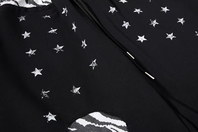 Zebra Patches & Star Print Wide-Leg Sweatpants - OMYGOODS