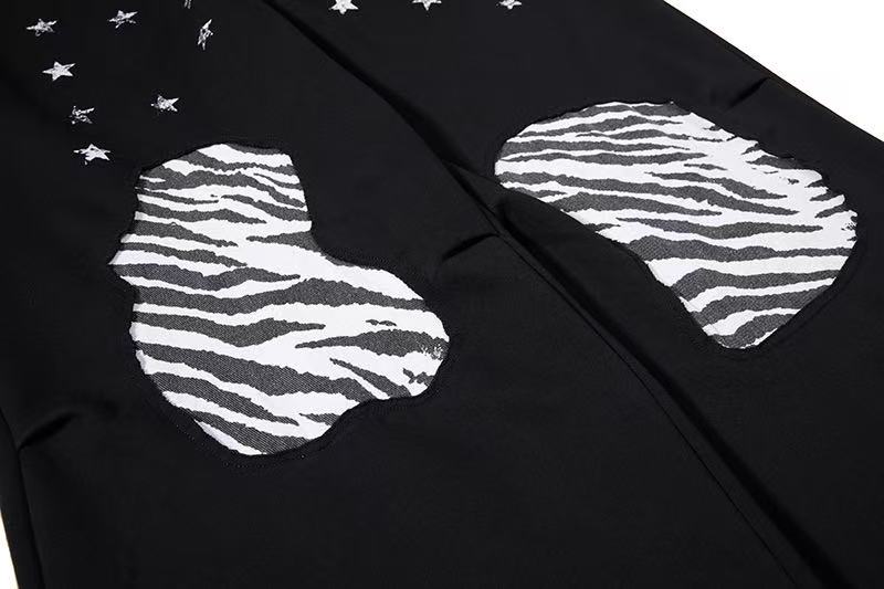 Zebra Patches & Star Print Wide-Leg Sweatpants - OMYGOODS