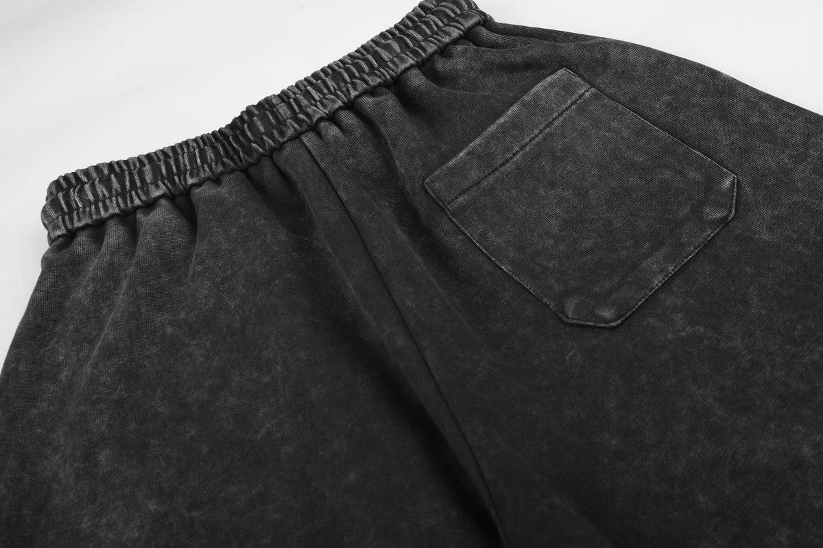 Washed Cracked Cross Baggy Wide-Leg Sweatpants - OMYGOODS
