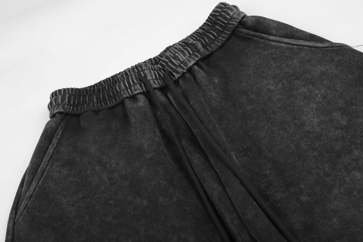 Washed Cracked Cross Baggy Wide-Leg Sweatpants - OMYGOODS