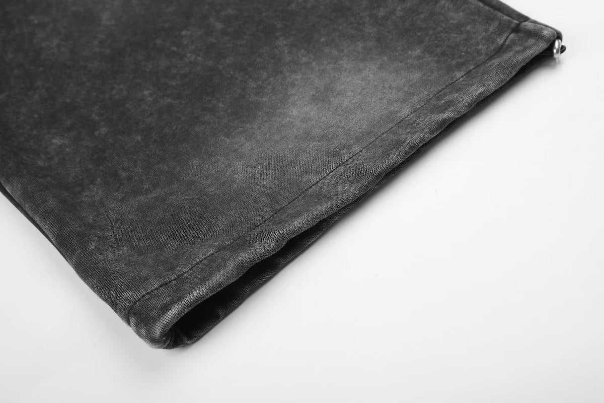 Washed Cracked Cross Baggy Wide-Leg Sweatpants - OMYGOODS