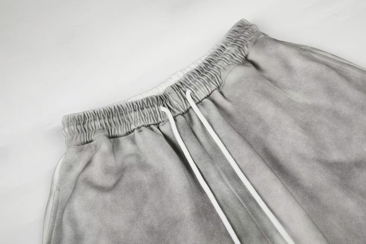 Wash Grunge Brush Letter Print Wide-Leg Sweatpants - OMYGOODS