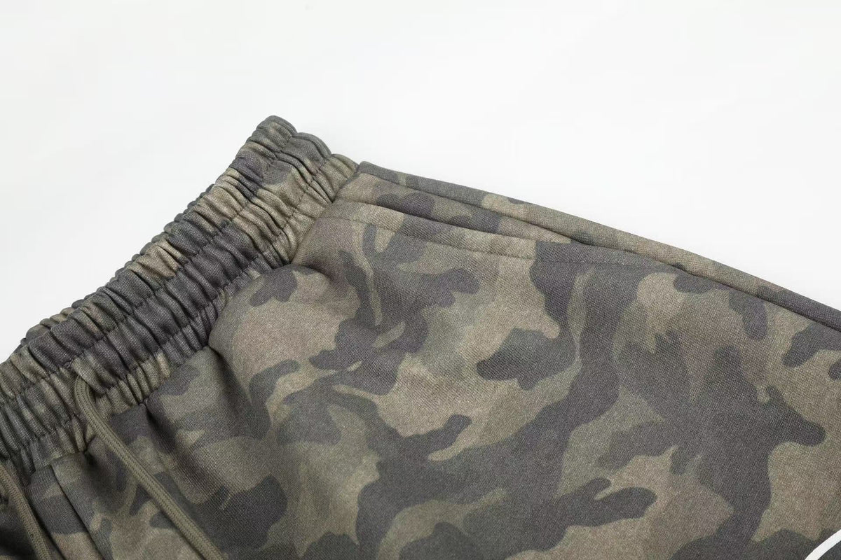 Camo Cursive Script Print Wide-Leg Sweatpants - OMYGOODS