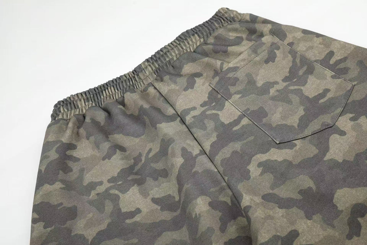 Camo Cursive Script Print Wide-Leg Sweatpants - OMYGOODS