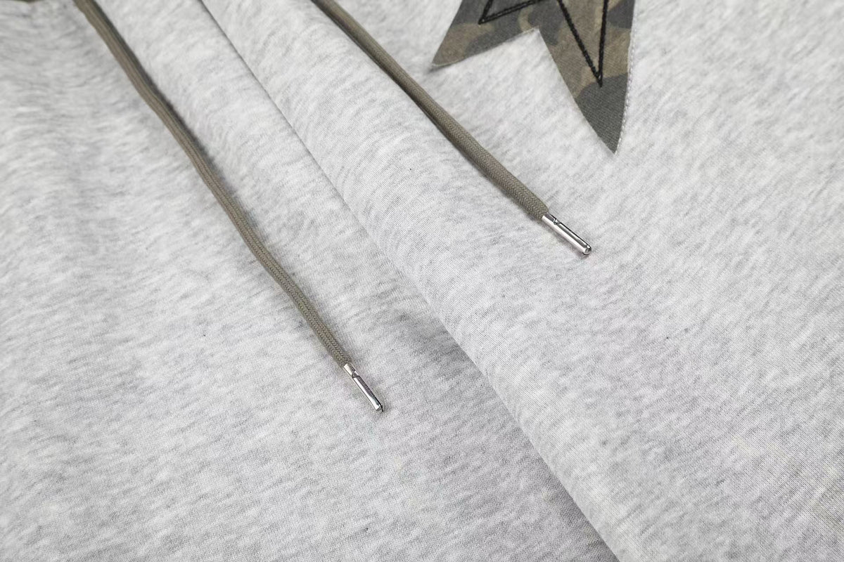 Color Block Camo Waist Yoke & Star Patch Wide-Leg Sweatpants - OMYGOODS