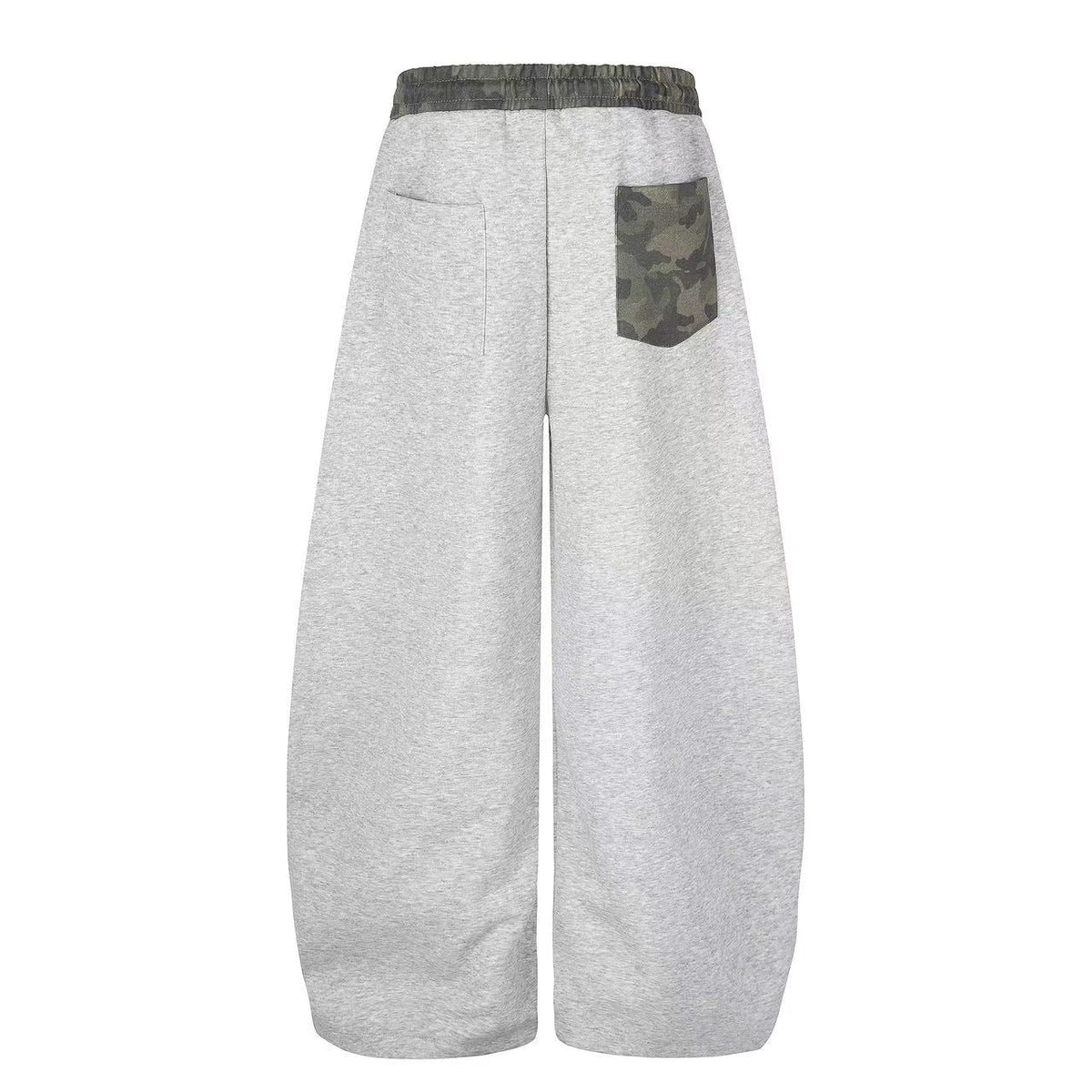 Color Block Camo Waist Yoke & Star Patch Wide-Leg Sweatpants - OMYGOODS