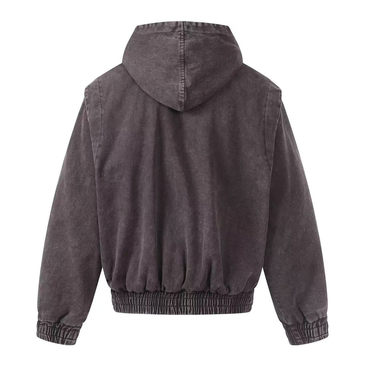 Washed Vintage Metal Buckle Hooded Cropped Jacket - OMYGOODS
