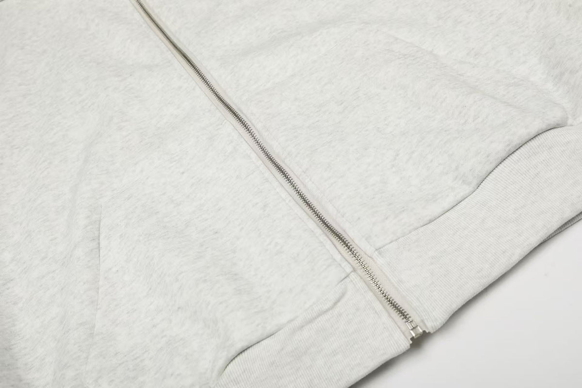 Cross & Fleur-de-lis Patch Full Zip Hoodie - OMYGOODS