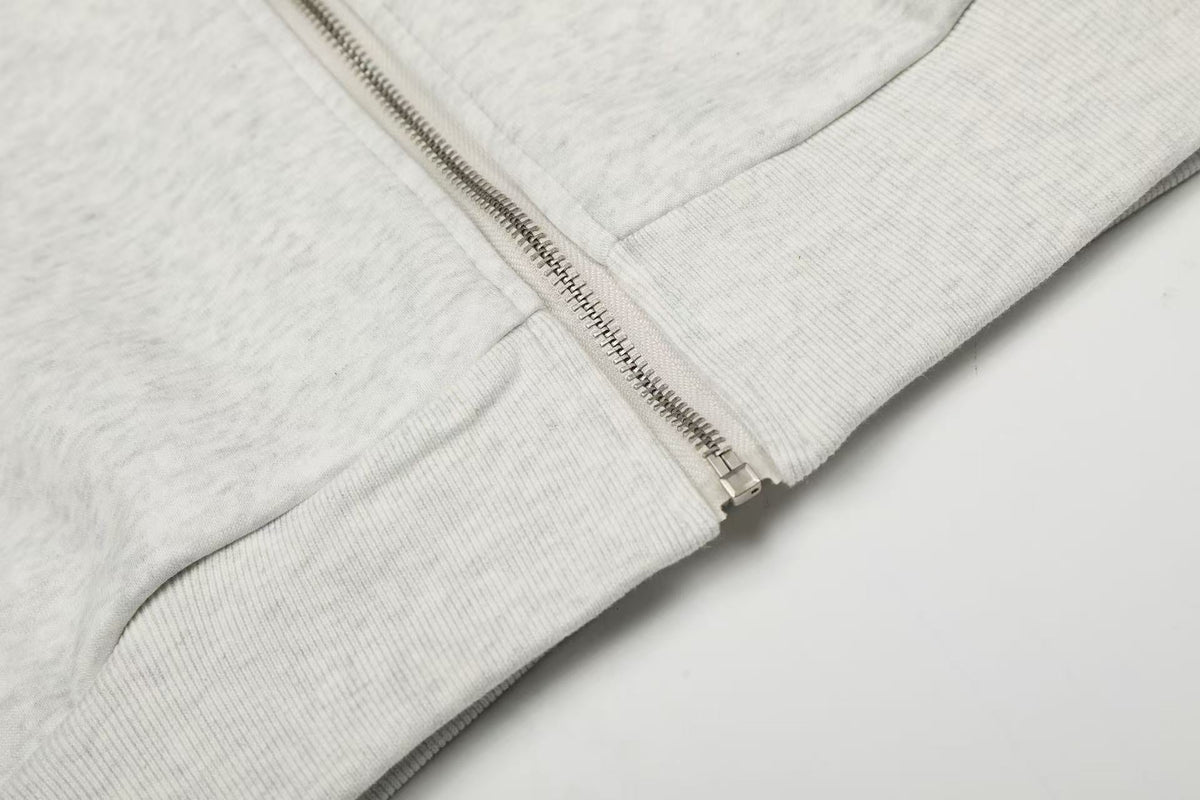 Cross & Fleur-de-lis Patch Full Zip Hoodie - OMYGOODS