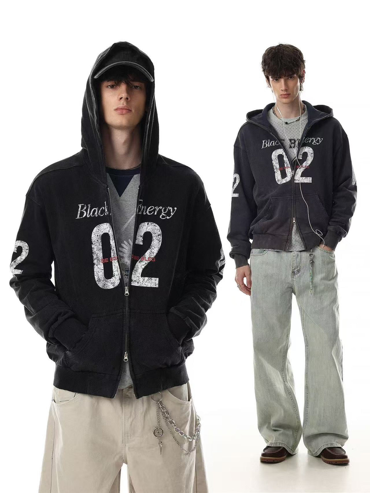 Wash Vintage 02 Graphic Zip Up Hoodie - OMYGOODS