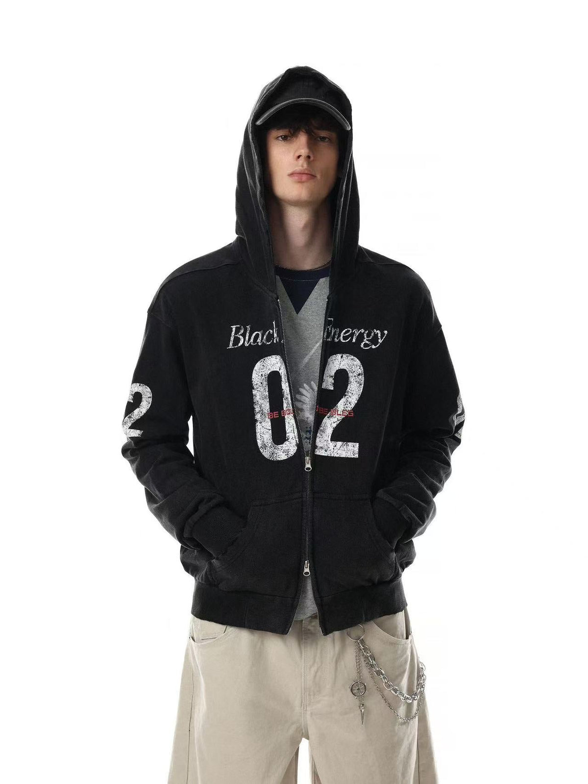 Wash Vintage 02 Graphic Zip Up Hoodie - OMYGOODS