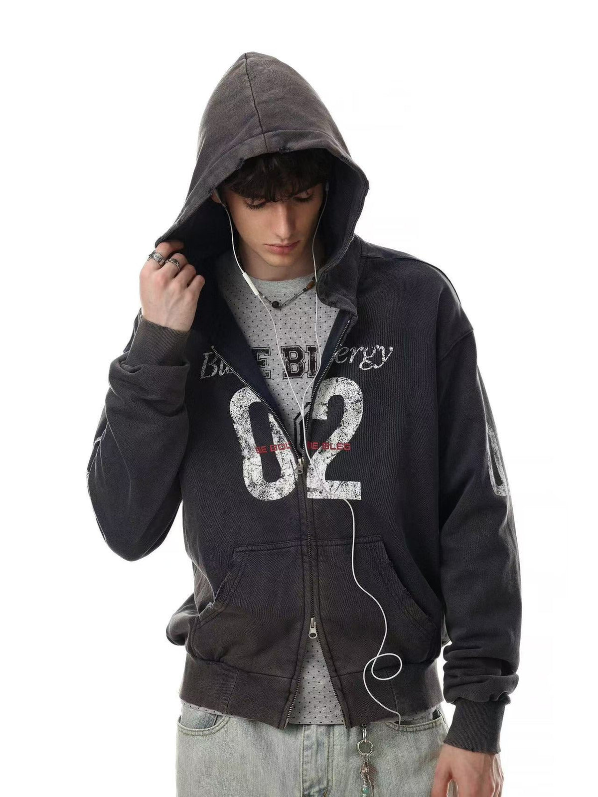 Wash Vintage 02 Graphic Zip Up Hoodie - OMYGOODS