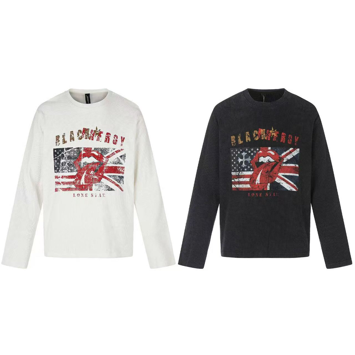 Vintage Flag Tongue Waffle Long Sleeve - OMYGOODS