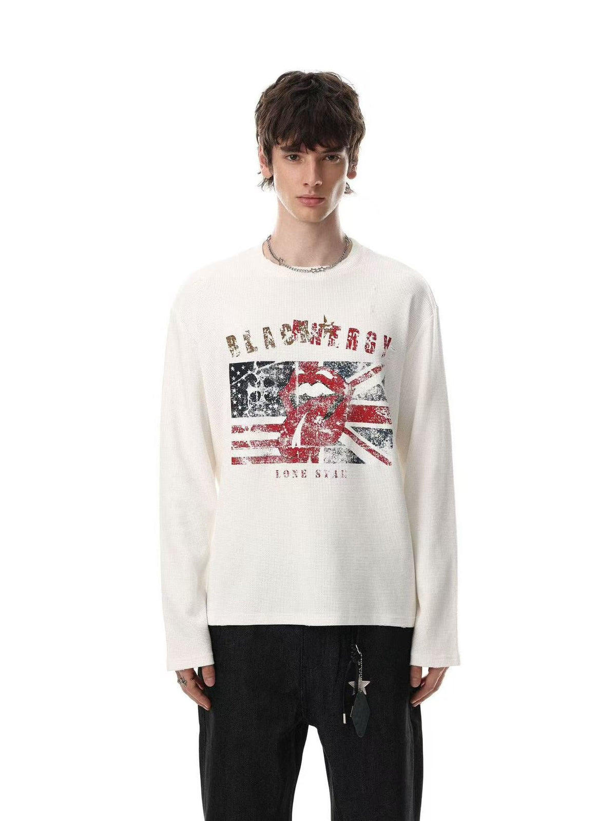 Vintage Flag Tongue Waffle Long Sleeve - OMYGOODS