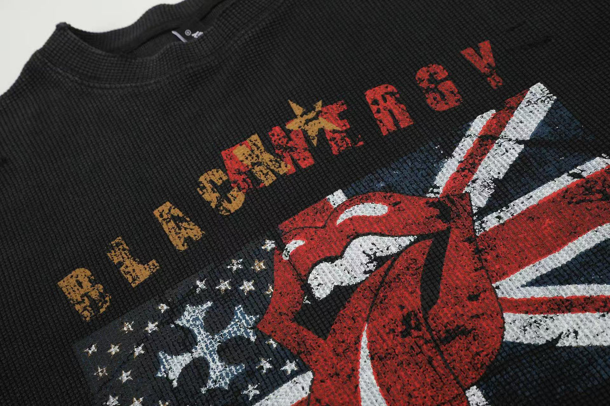 Vintage Flag Tongue Waffle Long Sleeve - OMYGOODS