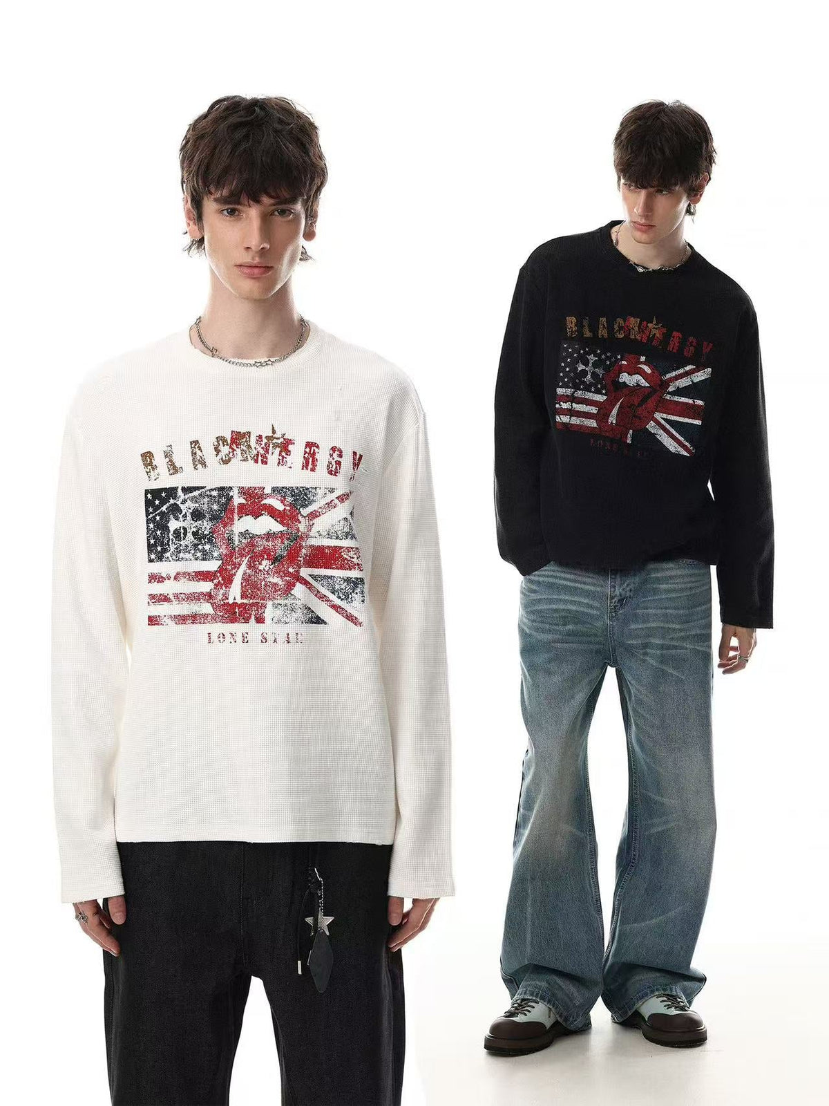 Vintage Flag Tongue Waffle Long Sleeve - OMYGOODS