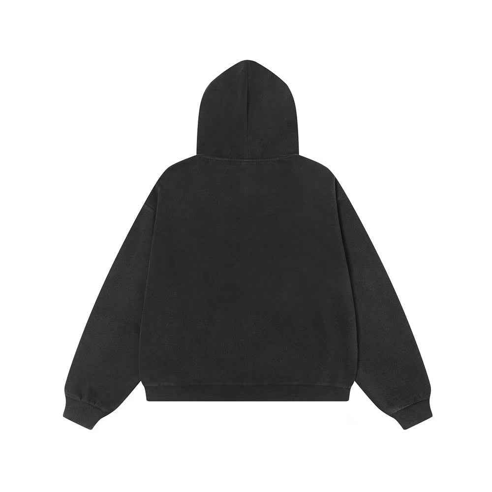 Vintage Graphic Lettering & Patch Details Zip-Up Hoodie