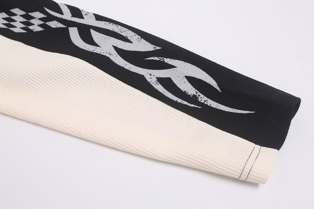 Vintage Racing 888 Graphic Waffle Knit Long Sleeve - OMYGOODS
