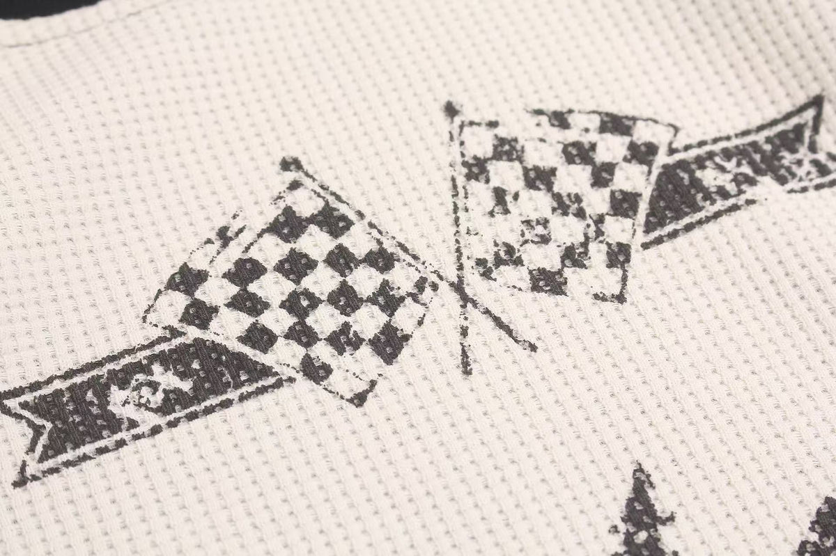Vintage Racing 888 Graphic Waffle Knit Long Sleeve - OMYGOODS