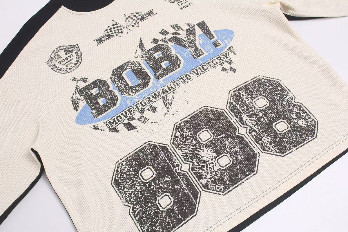 Vintage Racing 888 Graphic Waffle Knit Long Sleeve - OMYGOODS