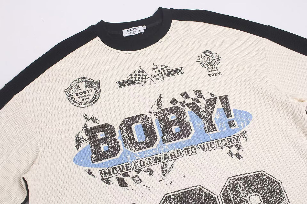 Vintage Racing 888 Graphic Waffle Knit Long Sleeve - OMYGOODS